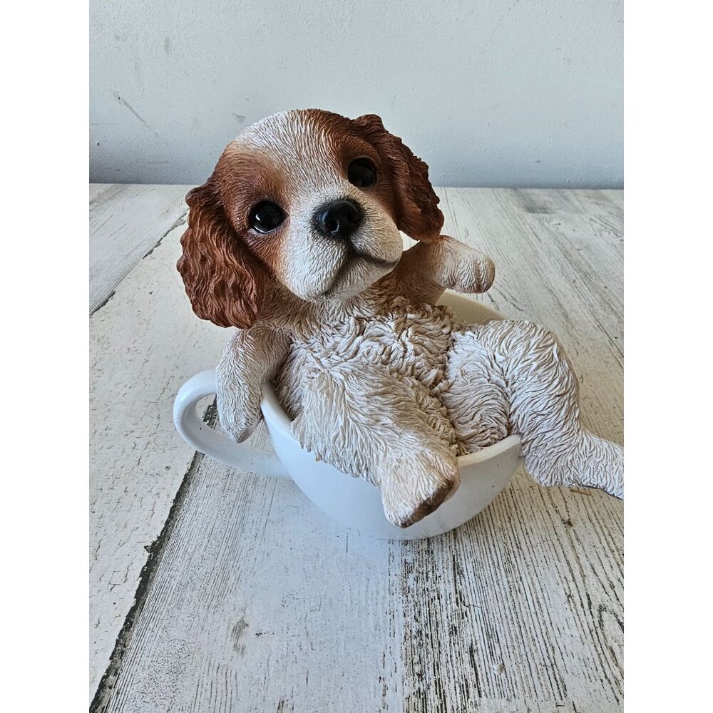 Realistic Springer dog spaniel mini statue teacup mug figurine puppy unique cute